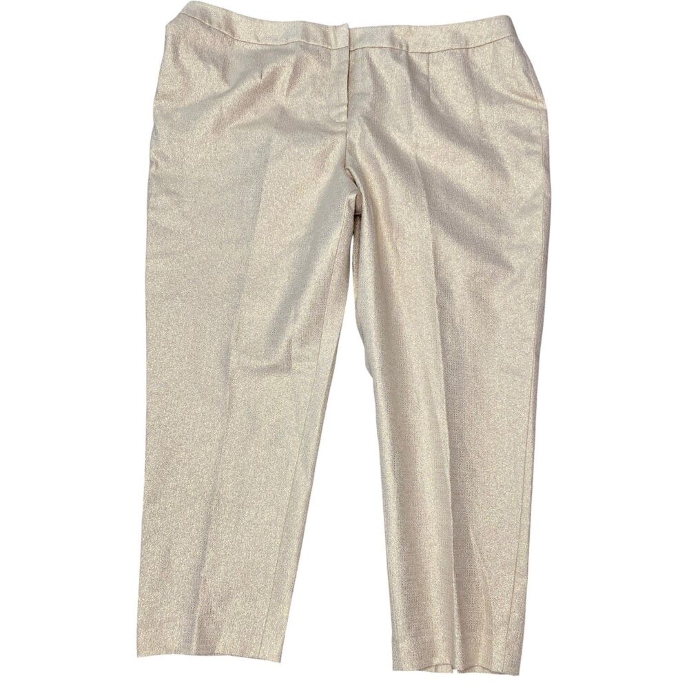 Talbots Signature Fit Gold Metallic Ankle Pants 24W NWT Luxe Party Glam Chic